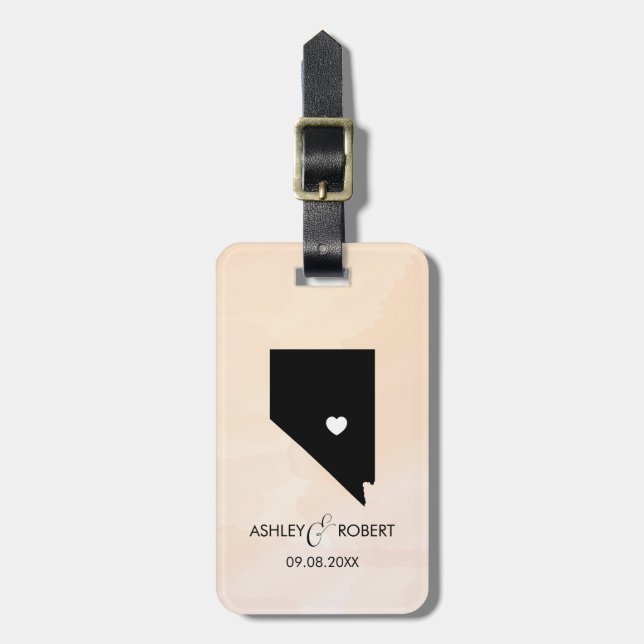 Nevada Map Wedding Luggage Tag, Couple's Name Tag (Front Vertical)