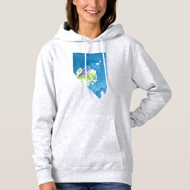 Nevada Mountain Bluebird State Shape Symbols Hoodie (Front)