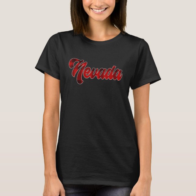 Nevada NV Pride Plaid Script Text For Men Women T-Shirt (Front)