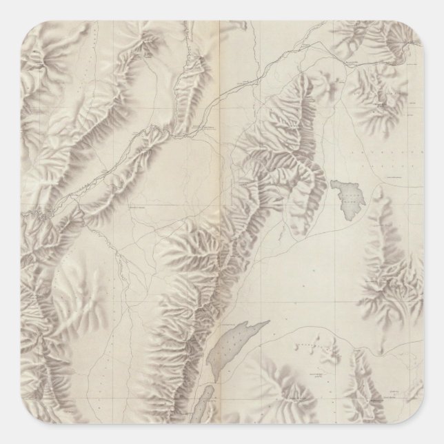 Nevada Plateau Topographical Square Sticker (Front)