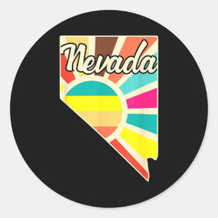 Nevada pride retro state outline colourful sunburs classic round sticker