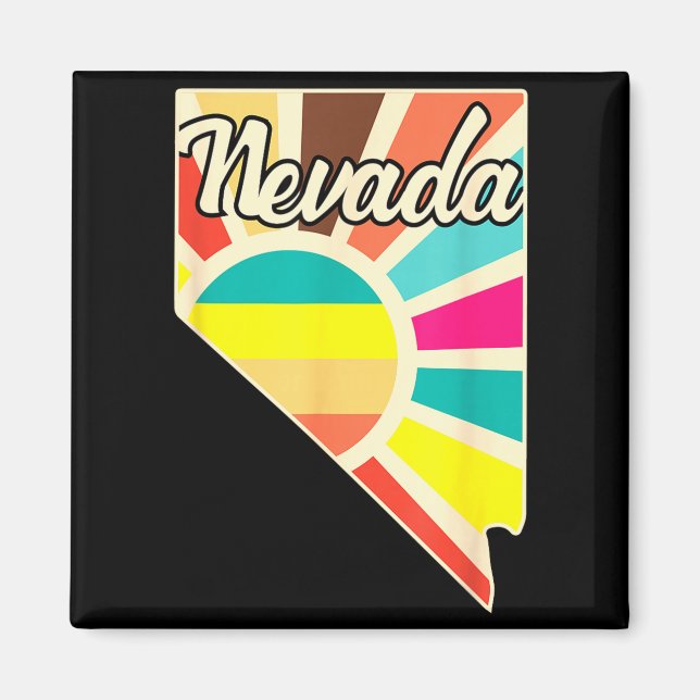 Nevada pride retro state outline colourful sunburs magnet (Front)