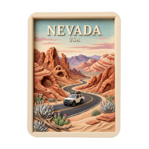Nevada Road Trip Valley of Fire Vintage 3D Texture Magnet