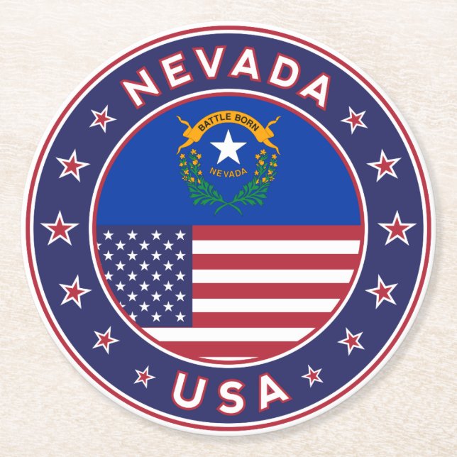 Nevada Round Paper Coaster (Front)