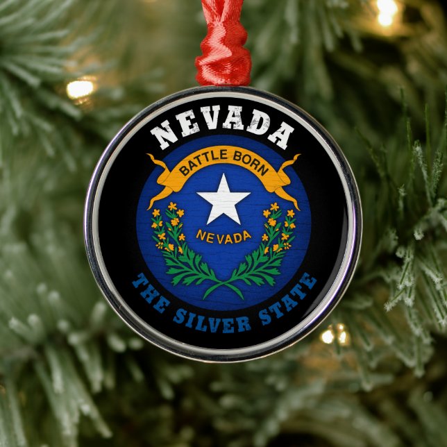 NEVADA SILVER STATE FLAG METAL TREE DECORATION (Tree)