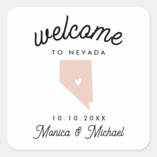 NEVADA State Destination Wedding ANY COLOR   Square Sticker
