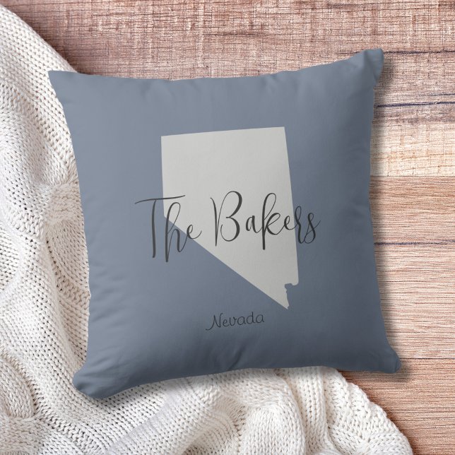 Nevada State Family Name Throw Pillow (Show pride for your state and personalize it!  "love makes this house a home in <your state>")