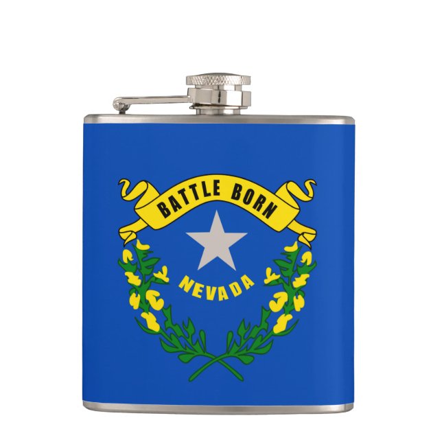 Nevada State Flag Design Hip Flask (Front)