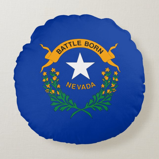Nevada State Flag Round Cushion (Front)