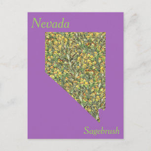 Nevada State Flower Collage Map Postcard