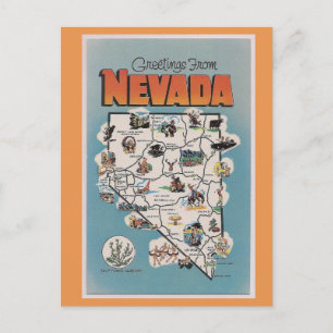 Nevada State Map Postcard