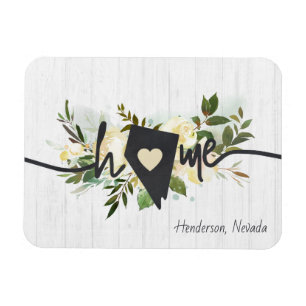 Nevada State Personalised Home City Rustic Floral Magnet