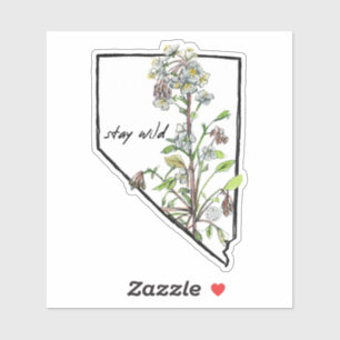 Nevada Stay Wild White Flower State Shape