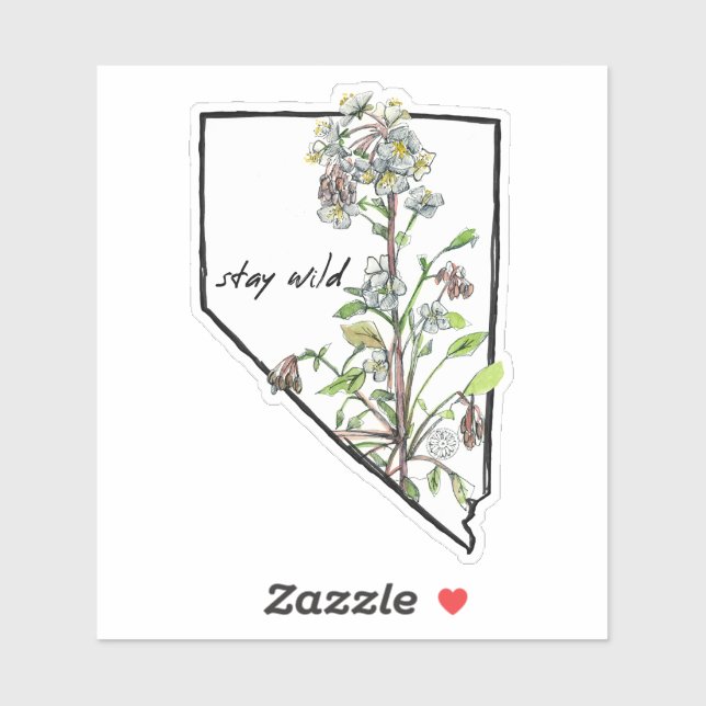 Nevada Stay Wild White Flower State Shape (Sheet)