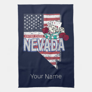 Nevada United States Retro Map Vintage USA Casino Tea Towel