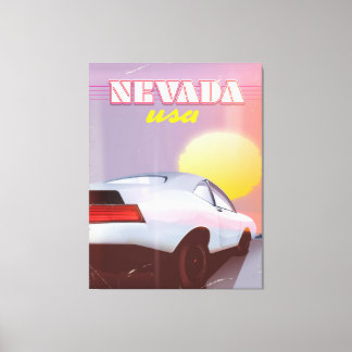 Nevada USA Setting sun sports car Canvas Print