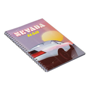 Nevada USA Setting sun sports car Notebook