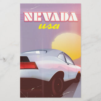 Nevada USA Setting sun sports car Stationery