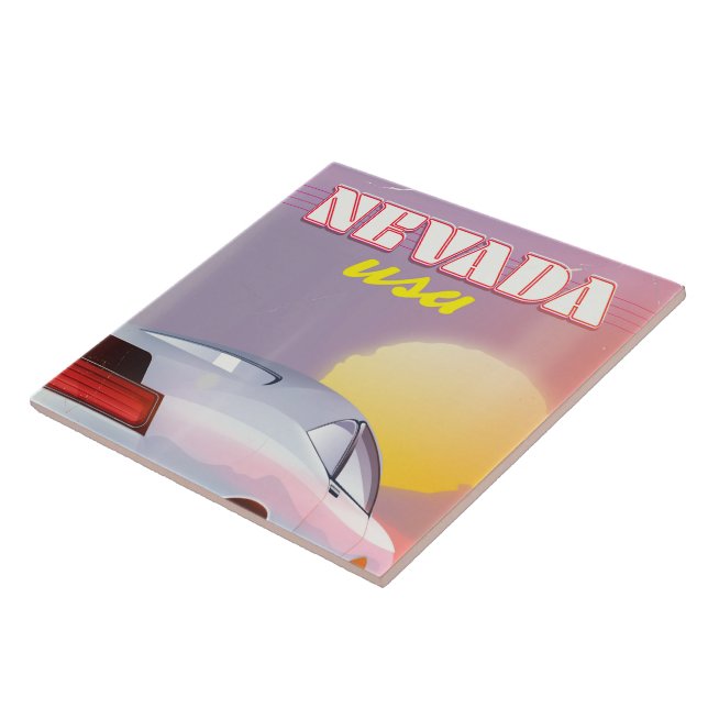 Nevada USA Setting sun sports car Tile (Side)