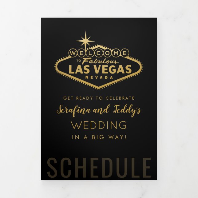 Nevada Vegas Guest Wedding Welcome Schedule Tri-Fold Programme (Cover)