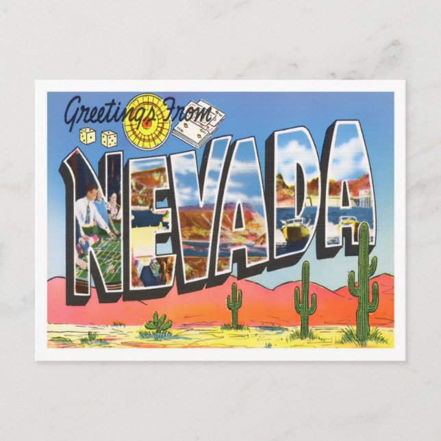Nevada Vintage Big Letters Postcard (Front)