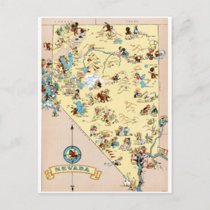 Nevada Vintage Funny Map Postcard