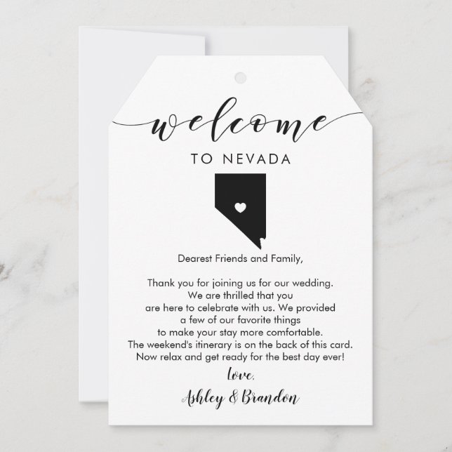 Nevada Wedding Welcome Tag Letter Itinerary (Front)