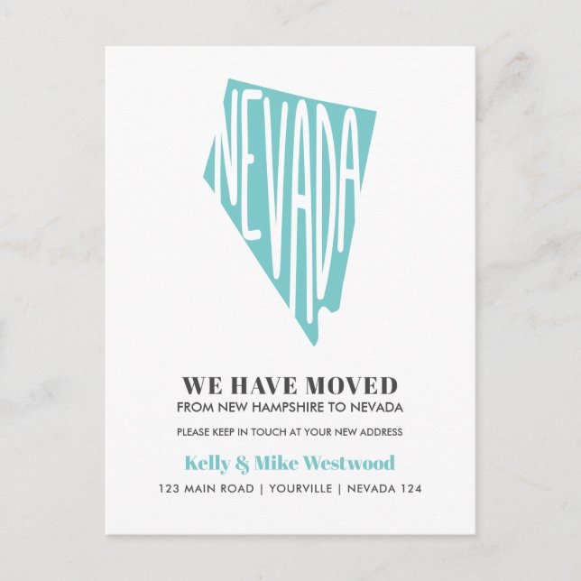 NEVADA We've moved New address New Home   Postcard (Front)