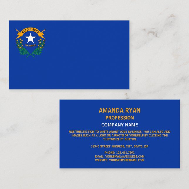 Nevadan Flag, Flag of Nevada Business Card (Front/Back)
