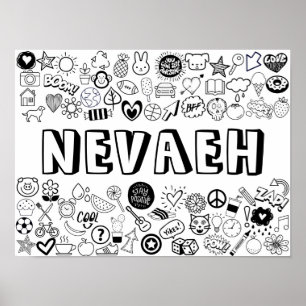'NEVAEH' Colour-it-Yourself Outline Design Poster