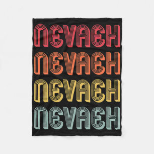 Nevaeh Gift Name Personalised Retro Vintage 80s 90 Fleece Blanket