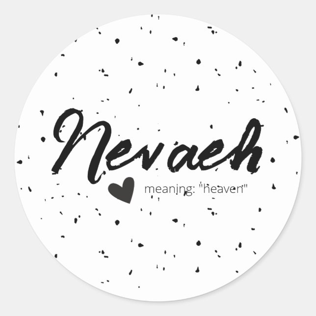 Nevaeh Name Meaning Minimal Modern Black Labels (Front)