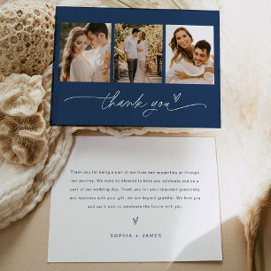 NEVE Navy Blue Photo Wedding Thank You Card