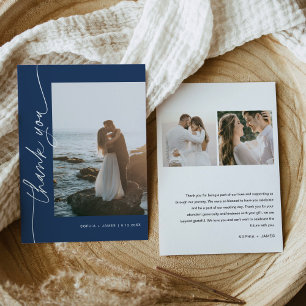 NEVE Navy Blue Photo Wedding Thank You Card