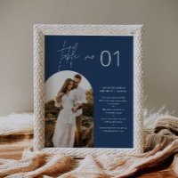 NEVE Navy Photo Table Number with Fun Facts 8x10