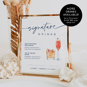 NEVE Navy Signature Drinks Wedding Sign 8x10