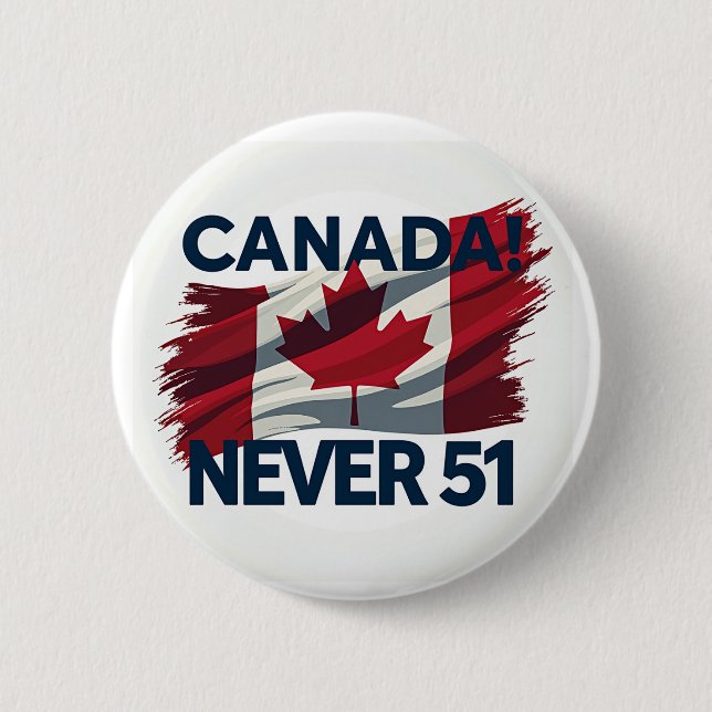 Never 51, Canada, Canadian Flag, Maple Leaf,  6 Cm Round Badge (Front)