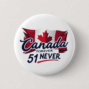 Never 51, Canada Forever, Canadian Flag Maple Leaf 6 Cm Round Badge