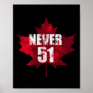 Never 51 Canada Maple Leaf Vintage Distressed Cana Poster