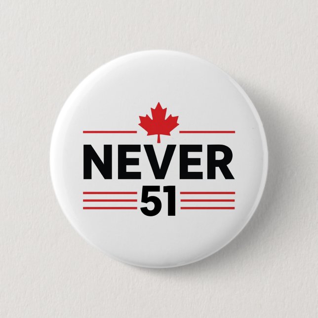 Never 51 State Canada Flag – Proud and Patriotic 6 Cm Round Badge (Front)