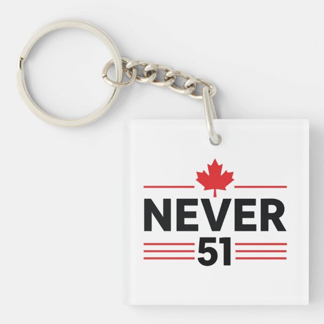 Never 51 State Canada Flag – Proud and Patriotic Key Ring (Front)