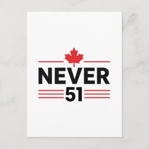 Never 51 State Canada Flag – Proud and Patriotic Postcard