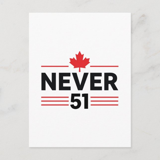Never 51 State Canada Flag – Proud and Patriotic Postcard (Front)