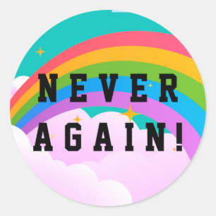 NEVER AGAIN CLASSIC ROUND STICKER