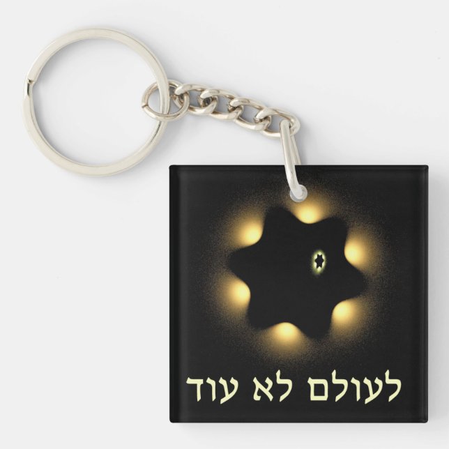 Never Again Fractal Star Of David Key Ring (Front)