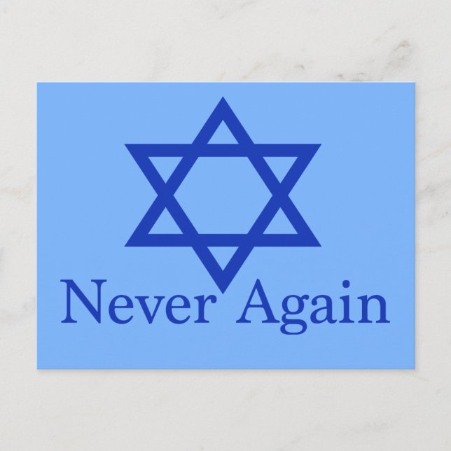 Never Again Star of David Holocaust Remembrance Postcard (Front)