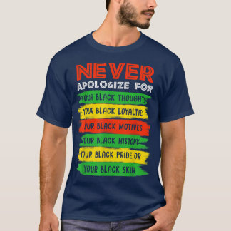 Never Apologise Black History Month BLM Melanin Pr T-Shirt