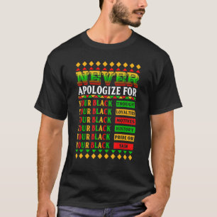 Never Apologise For Your Blackness Black History M T-Shirt