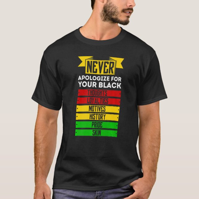 Never Apologise For Your Blackness T-Shirt (Front)