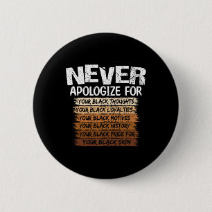 Never Apologize For Your Black Thoughts Black Hist 6 Cm Round Badge